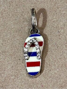 🇺🇸Listing! Brighton Americana Flip Flop Charm Red, white blue enamel w Crystals